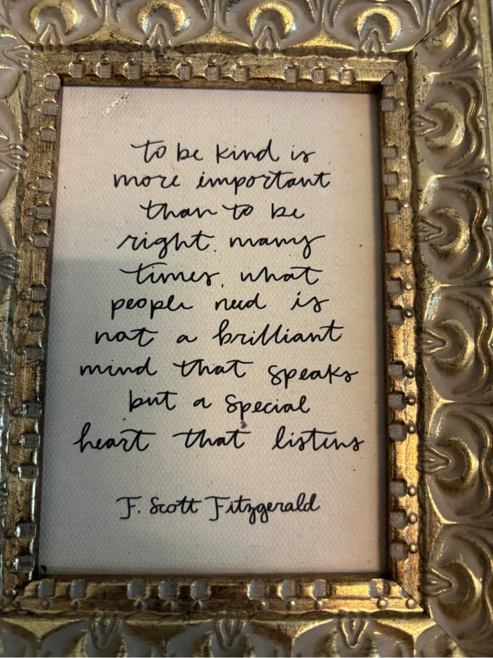 Vintage Inspired Gold Ornate F. Scott Fitzgerald Quote Framed Quote Decor